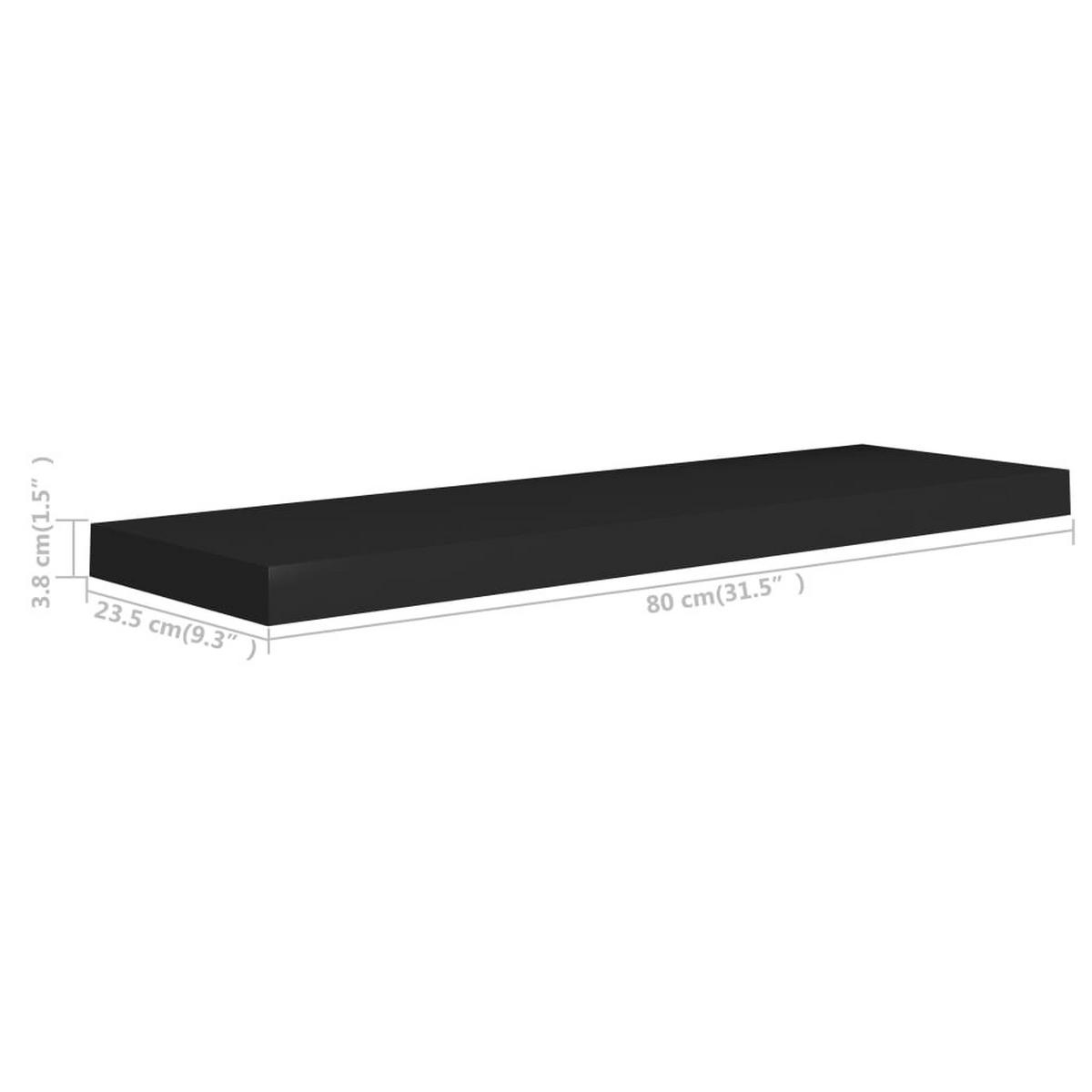 WANDBOARD 80/23,5/3,8 cm aus MDF Schwarz Max. Belastbarkeit 10 KG - Schwarz, Holzwerkstoff (80/3.8/23.5cm) - vidaXL