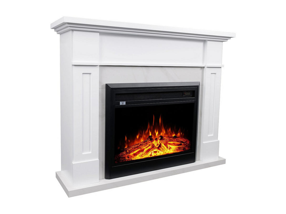 KAMIN - 134 x 34 - glas - weiß Esuko - Weiß, Glas (134/105.2/34cm) - Vente-Unique