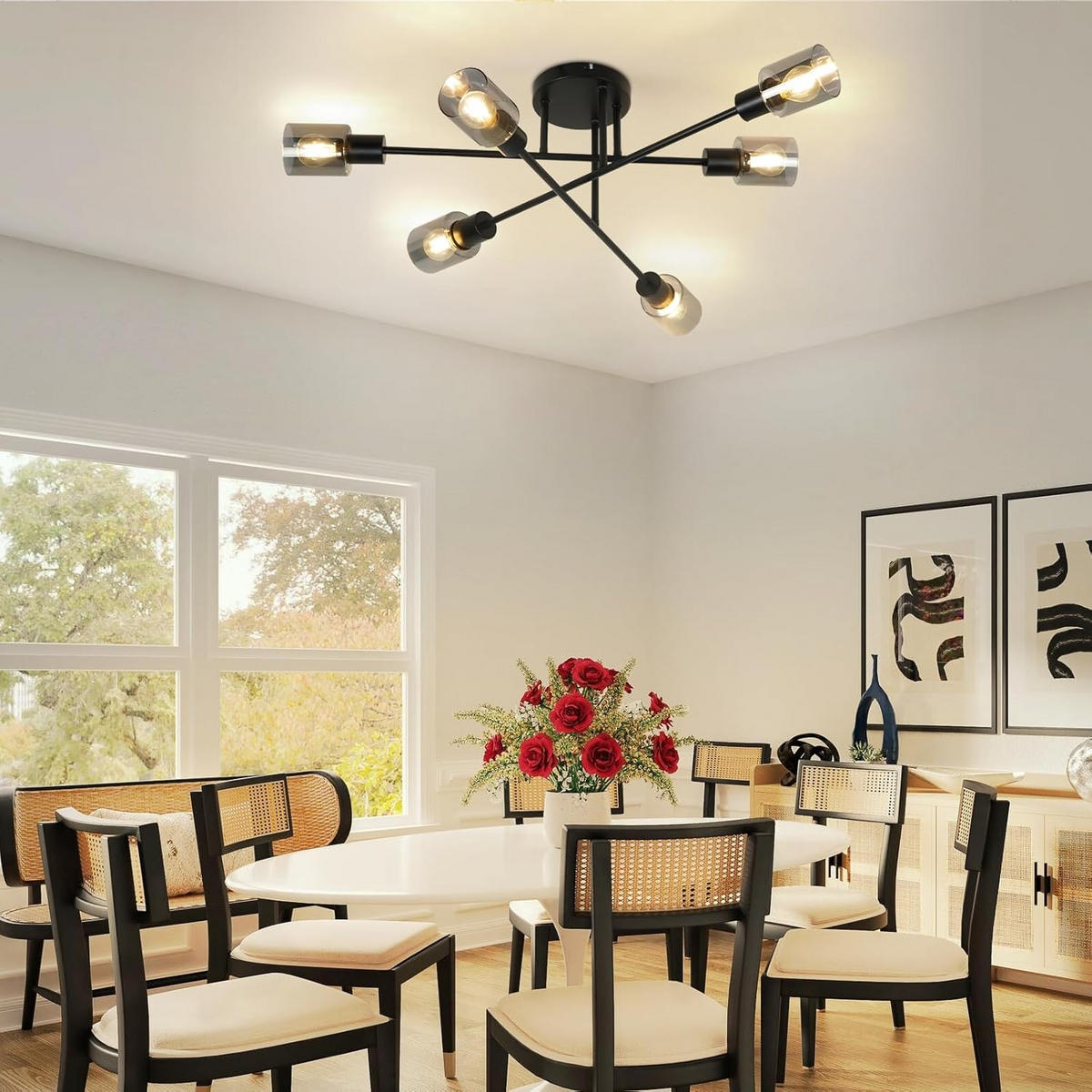 DECKENSTRAHLER Kerzia 24.5/15/74.2 cm - Schwarz, Metall (74.2/24.5/15cm) - ZMH