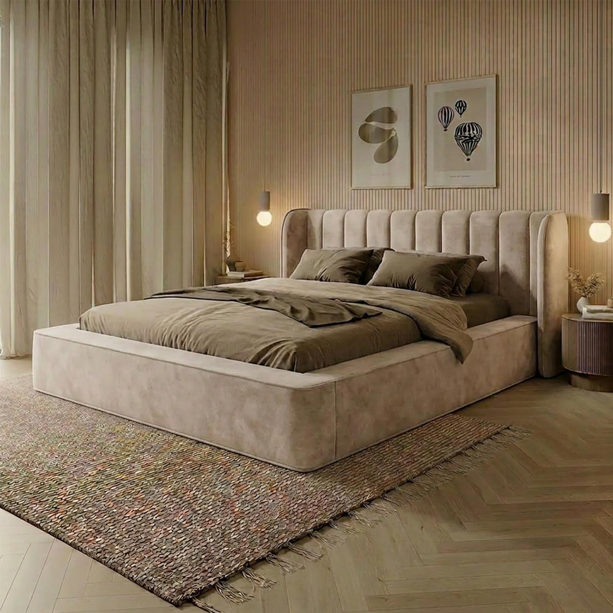 POLSTERBETT GONDO 160x200 cm, Creme - Creme, Textil (200/160cm) - Fedve