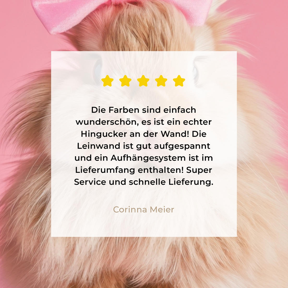 LEINWANDBILD Schleife - Discoball - Kaninchen Deko Groß 90x90 cm - Pink, Textil (90/90cm) - MuchoWow