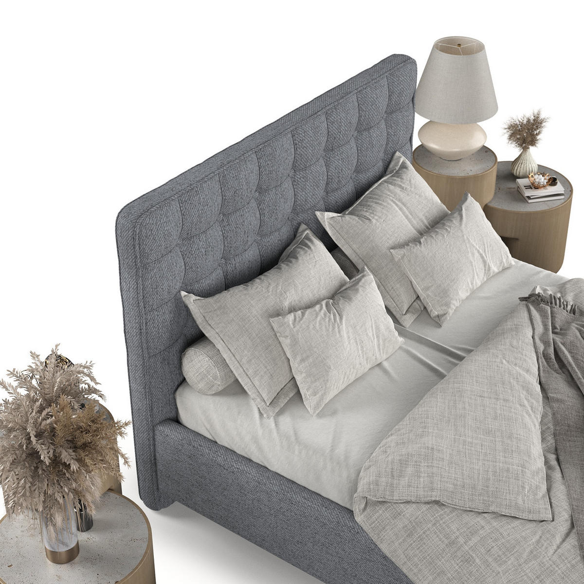 POLSTERBETT Paloma 120/200 cm Grau im Neve Stoff - Naturfarben/Grau, Holz/Holzwerkstoff (120/200cm) - AltaBeds