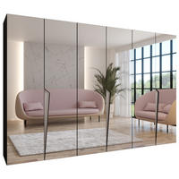 DREHTÜRENSCHRANK 202/300/52 6-türig - Beige/Schwarz, Holz/Metall (300/202/52cm) - Abiks Möbel