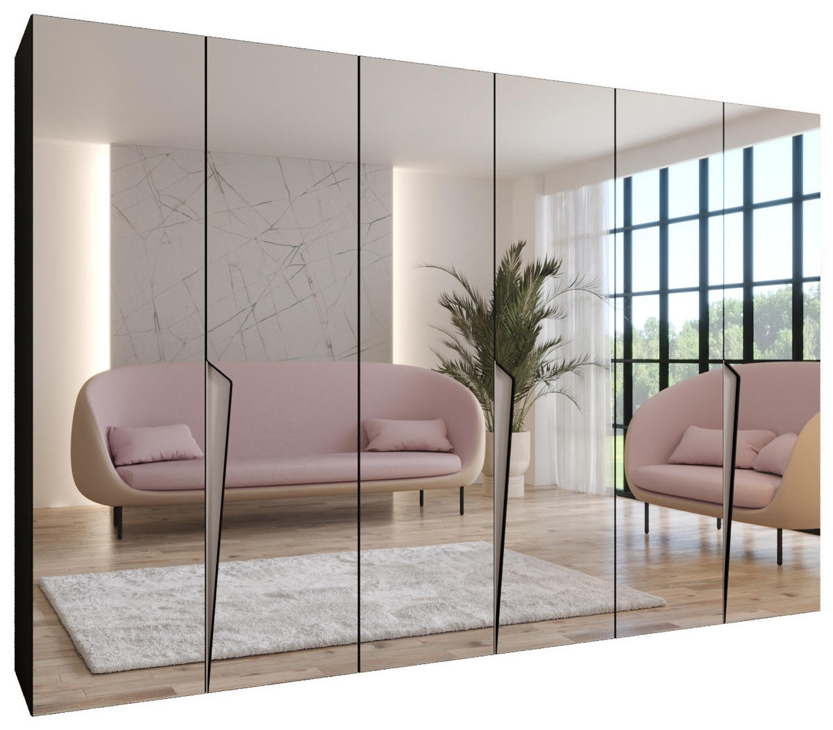 DREHTÜRENSCHRANK 202/300/52 6-türig - Beige/Schwarz, Holz/Metall (300/202/52cm) - Abiks Möbel