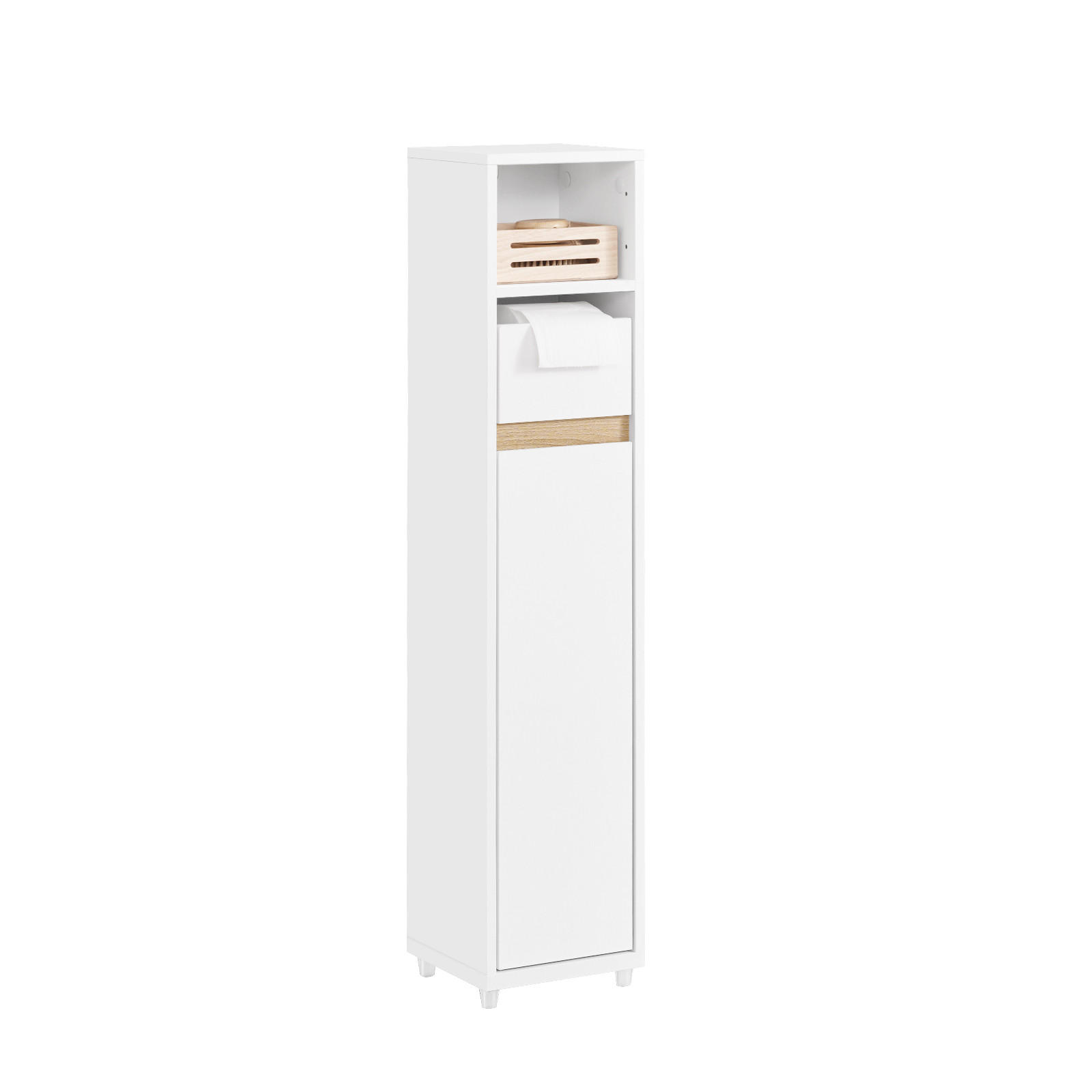 TOILETTENSCHRANK Weiß, 20x96x20cm - Weiß, Holzwerkstoff (20/96/20cm) - SoBuy