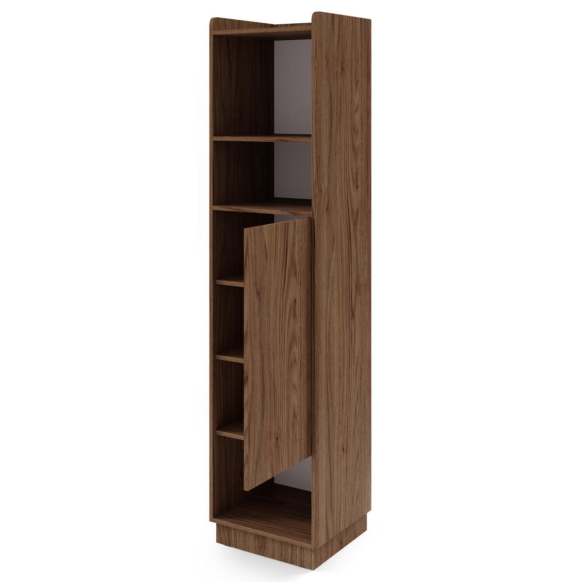 BÜCHERREGAL Positivo mit 1 Tür, 45 cm, Alba-Nuss + Kaschmir - Nussbaumfarben, Holzwerkstoff (45/195/42cm) - Beautysofa