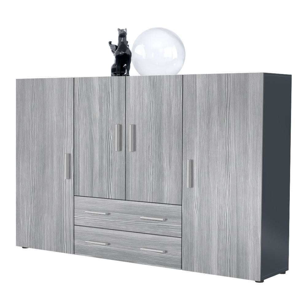 HIGHBOARD Nora Türen in Avola-Anthrazit - Anthrazit, Holzwerkstoff (166/106/35cm) - Vladon