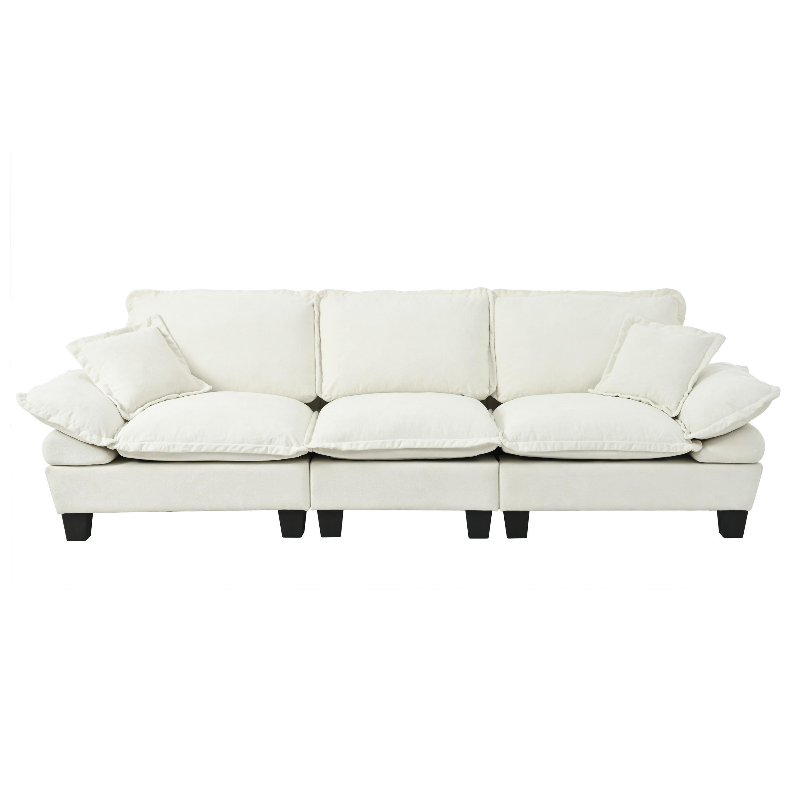ECKSOFA 264/85/90 cm Beige mit gebogenen Armlehnen - Beige, Textil (263/82cm) - Oxeza
