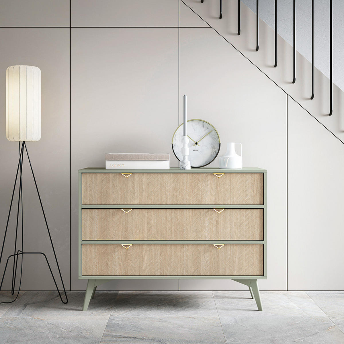 KOMMODE Fareham-160 - Grün, Holzwerkstoff (106/80/38cm) - Lomado