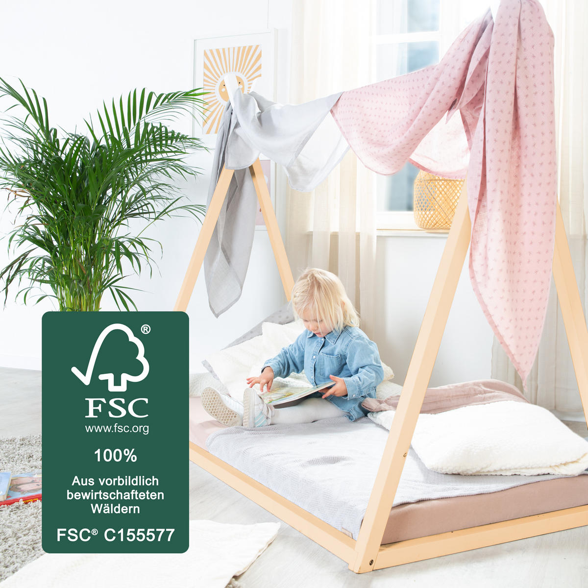 TIPPIBETT 70 x 140 cm Montessori Bambus - Naturfarben, Holzwerkstoff (70/140cm) - Roba