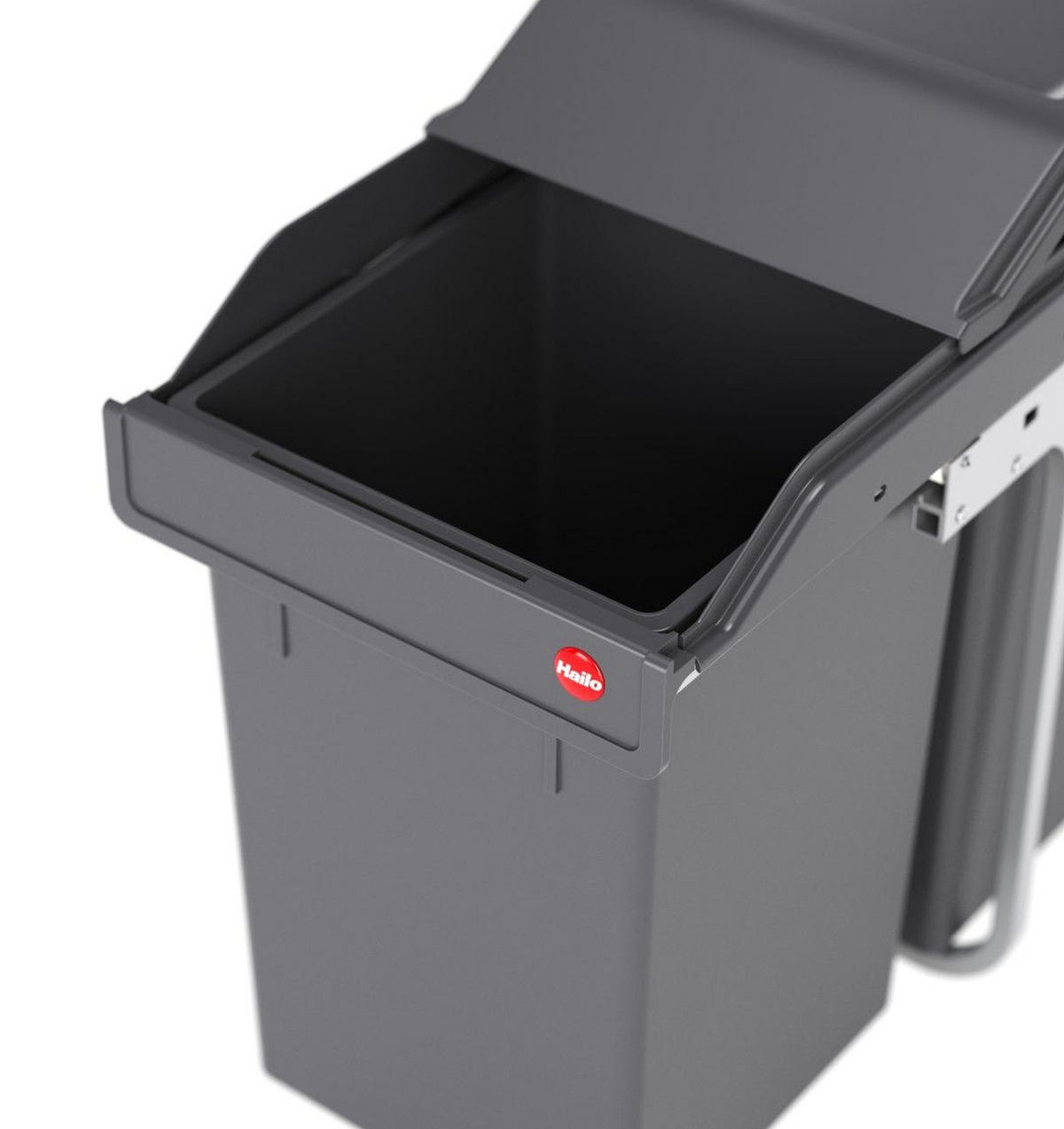 MÜLLEIMER Hailo Tandem Grau Einbau 30-90cm Schrank 2x 15 L Mülltrennung Teilauszug - Grau, Metall (25.2/45.5/50.5cm) - Hailo