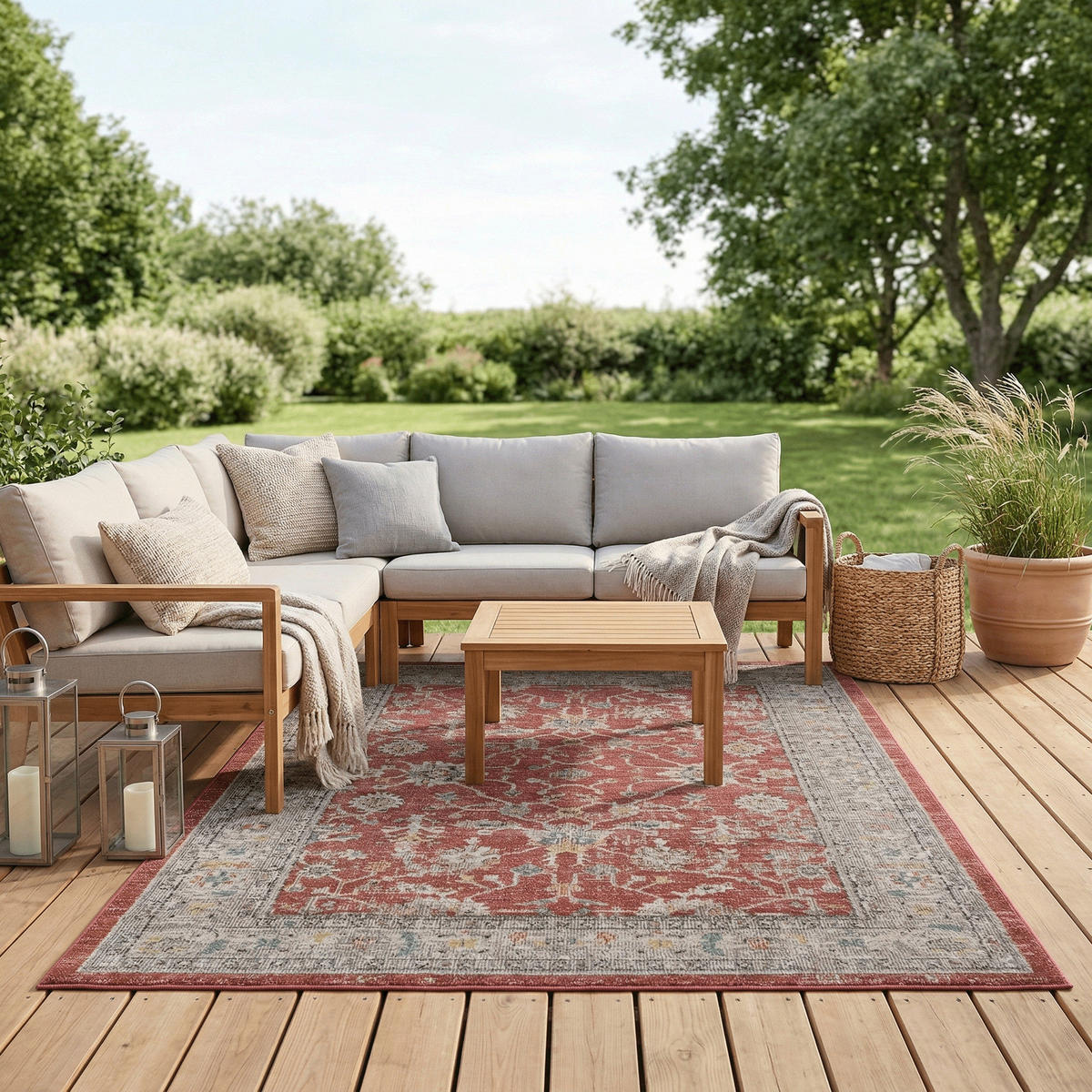 INDOOR OUTDOOR TEPPICH LAGOS VINTAGE - Rot, Textil (160/230cm) - Pergamon