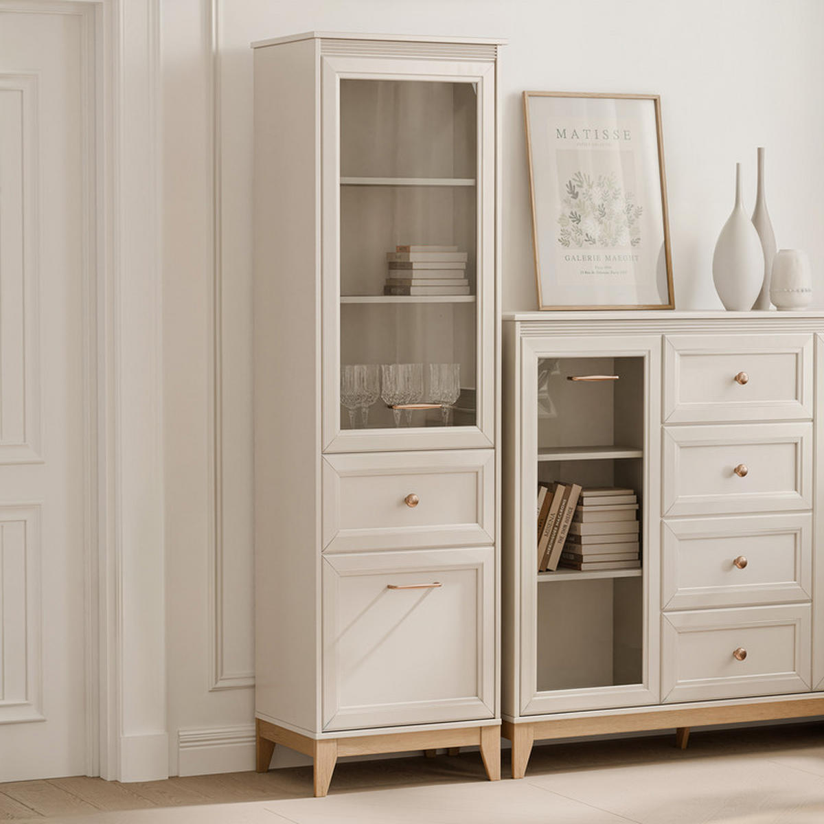 VITRINE DIUNA Glastüren, 55/41/193 cm Kaschmir - Kaschmir, Holzwerkstoff/Metall (55/193/40.5cm) - Idohome