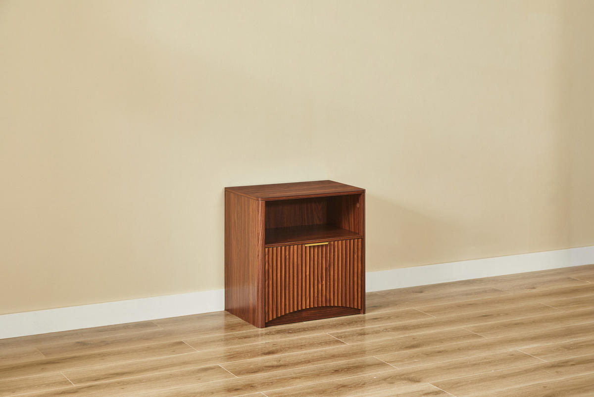 NACHTTISCH 58/60/38 cm Walnuss aus MDF und Spanplatte mit Schublade - Walnussfarben, Holzwerkstoff (58/60/38cm) - OKMYHOME