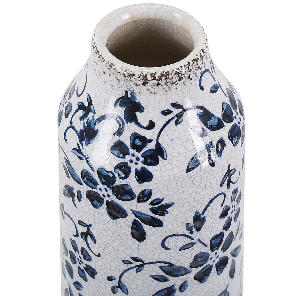 BLUMENVASE Steinzeug weiß Mulai - Weiß, Keramik (30cm) - Beliani