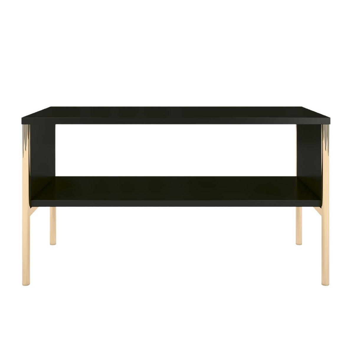 COUCHTISCH Polka, Schwarz, Goldene Details - Goldfarben/Schwarz, Holzwerkstoff/Metall (37/80/44cm) - Skandica