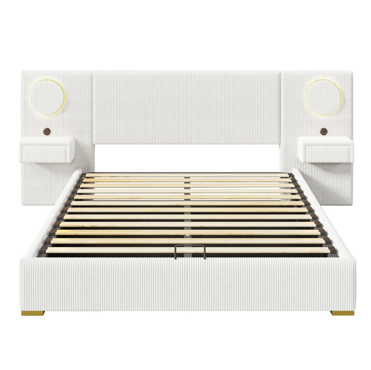 POLSTERBETT 180x200 cm in Beige mit LED-Kopfteil, USB-Anschlüssen und Stauraum - Beige, Textil (180/200cm) - IVMEU