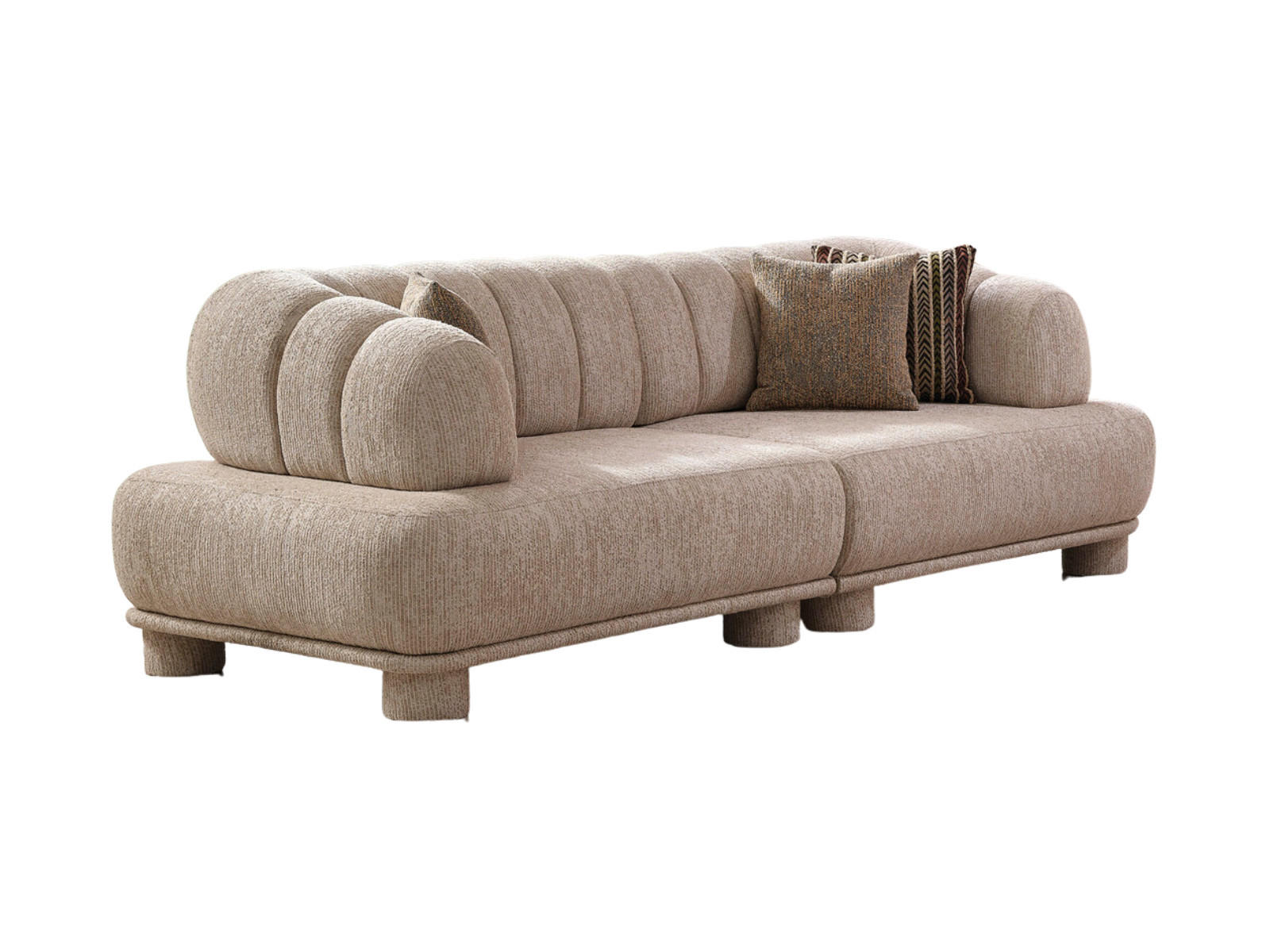 SOFA Ephora 3-Sitzer Webstoff Beige - Beige, Holz/Textil (265/85/106cm)
