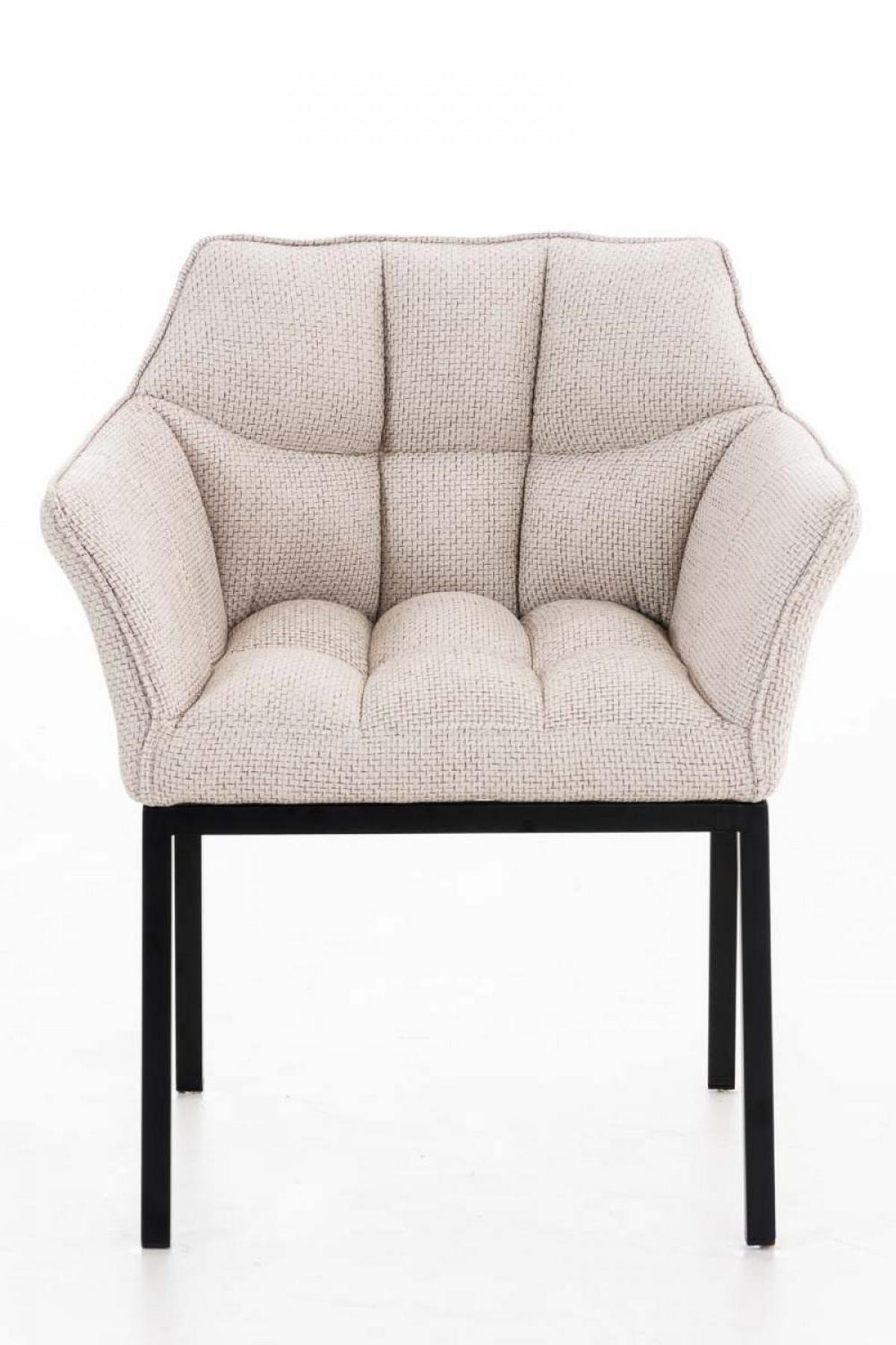 WOHNZIMMERSTUHL Stoff Elfenbein - Creme/Schwarz, Textil/Metall (67/78/63cm) - CLP