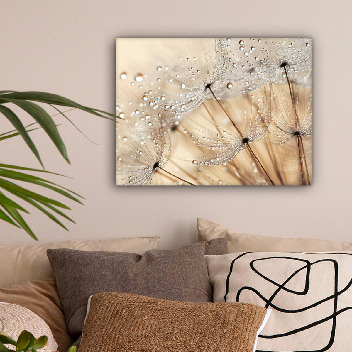 OBRAZ NA PLÁTNĚ Pampeliška - Abstraktní - Příroda - Béžová 40x30 cm - hnědá, textil (40/30cm) - MuchoWow