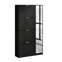 SCHUHSCHRANK mit Spiegel 80x147x24 cm Schwarz - Schwarz, Holzwerkstoff (24/147/80cm) - Beauniv