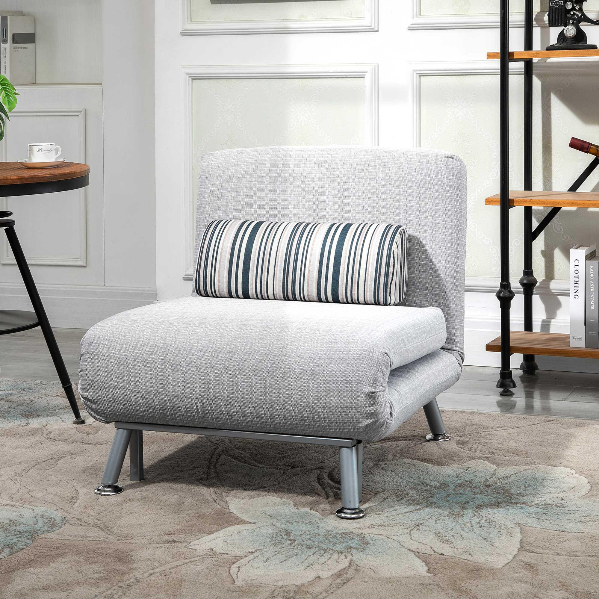 KLAPPBAR Schlafsessel Schlafsofa Klappmatratze Bett Gästebett Grau Sofa - Silberfarben/Grau, Textil/Metall (70/75/75cm) - HOMCOM
