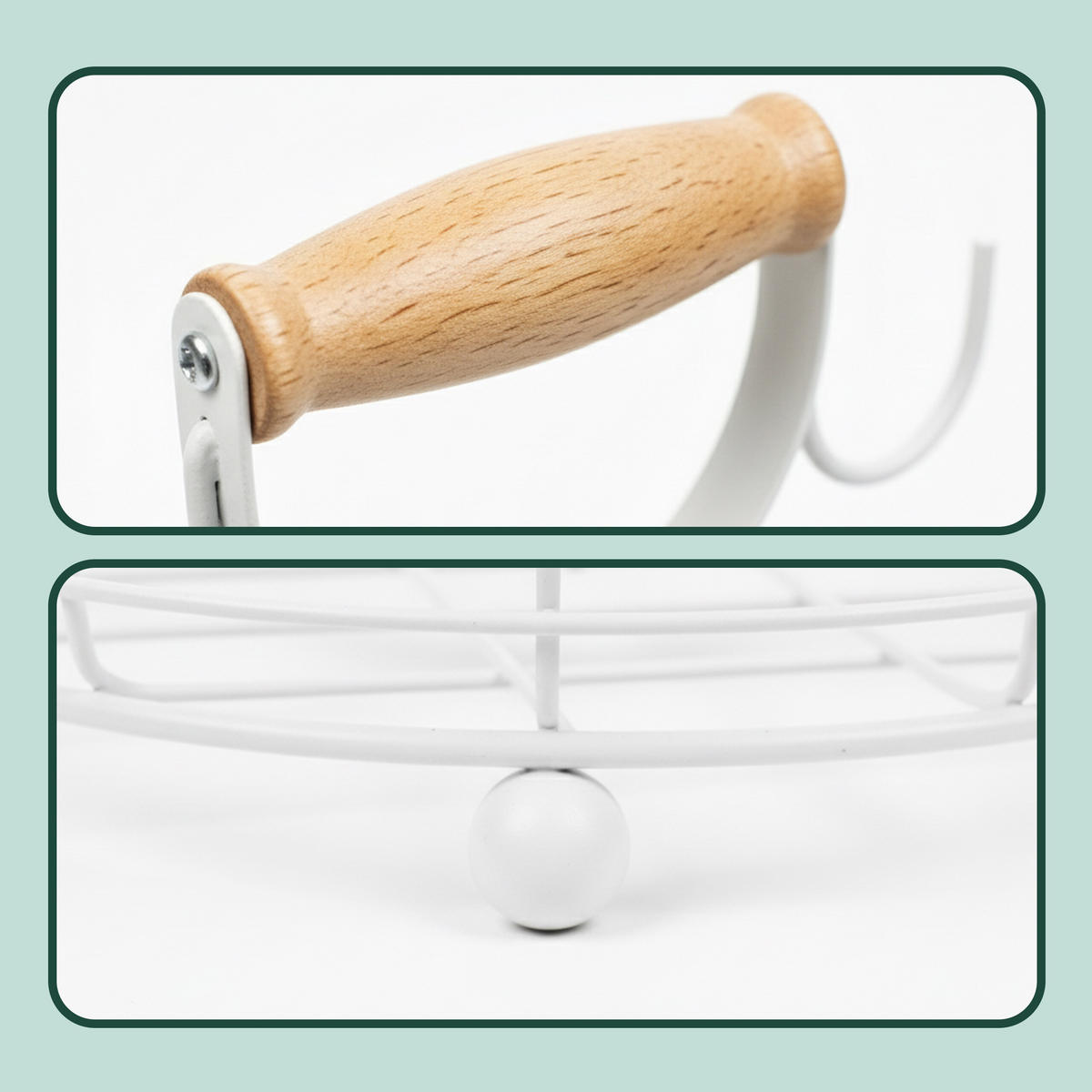 OBSTKORB-ETAGERE - Weiß, Holz/Metall (28/52cm) - Relaxdays