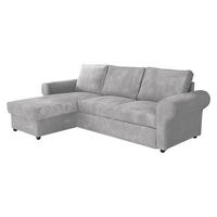 ECKSOFA Monaco Cord - Hellgrau/Schwarz, Holz/Textil (246/155cm) - MIRJAN24