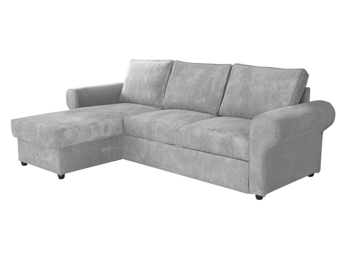 ECKSOFA Monaco Cord - Hellgrau/Schwarz, Holz/Textil (246/155cm) - MIRJAN24