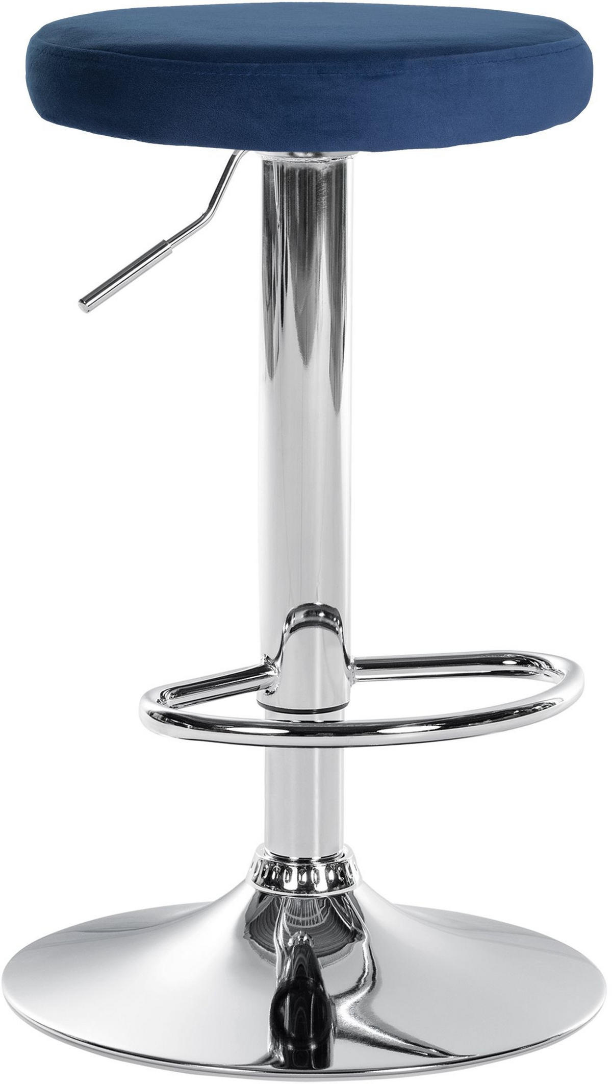 BARHOCKER Samt blau - Chromfarben/Blau, Textil/Metall (38.5/60/38.5cm) - CLP