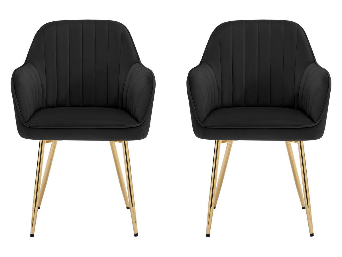 STUHL-SET Muz DC-1107/GL - Goldfarben/Schwarz, Textil/Metall (58/86/59cm) - MIRJAN24