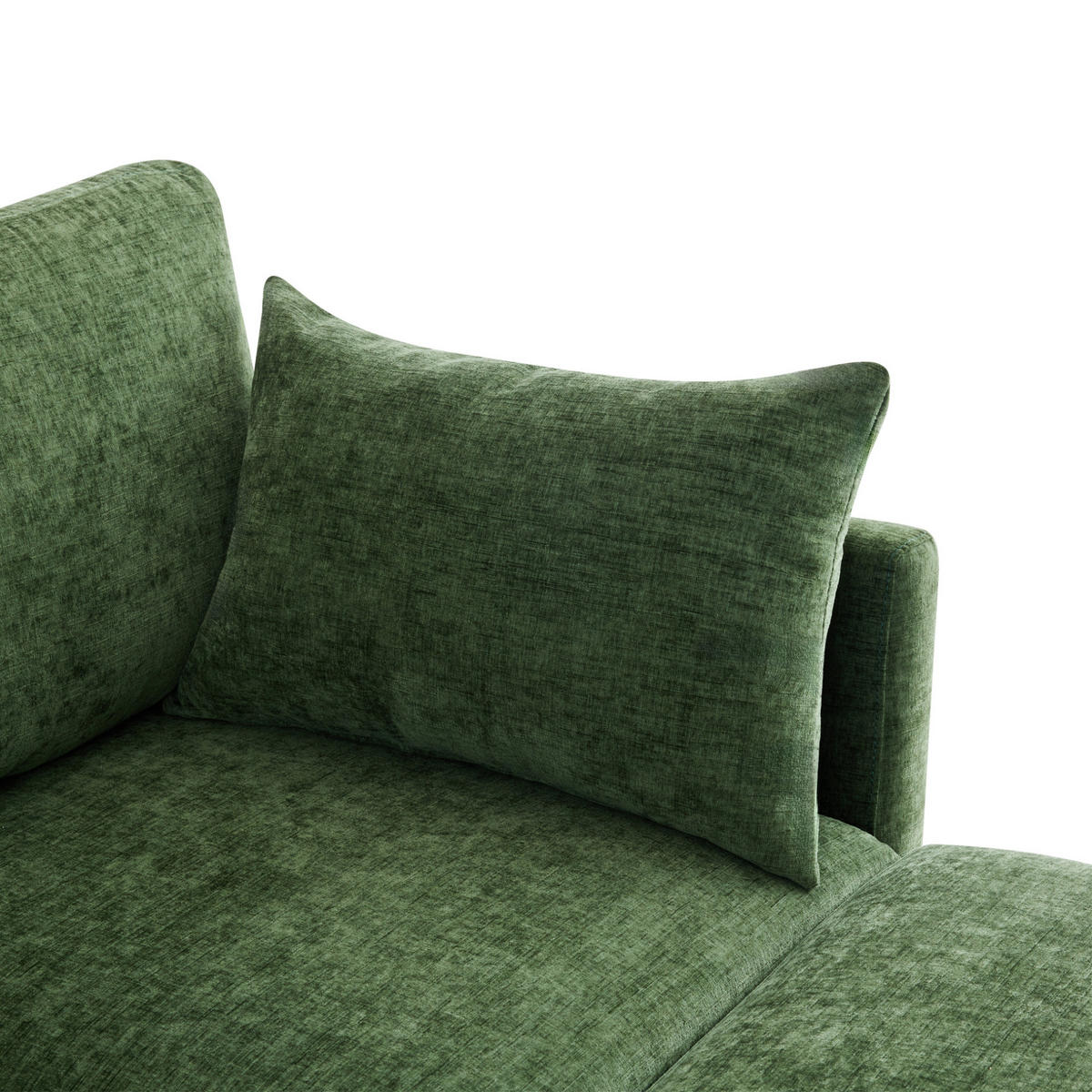 ECKSOFA aus Chenille 216x161x81 cm in Grün mit modularem Hocker - Grün, Textil (161/216cm) - Modfu