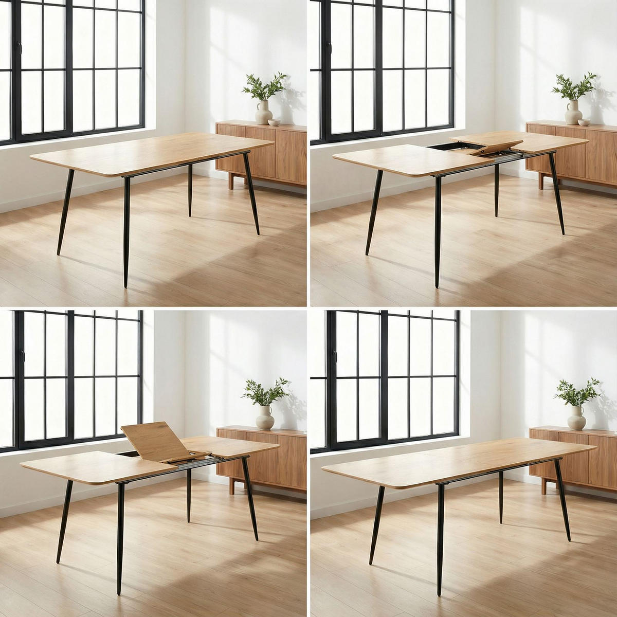 ESSTISCH ORSA Eiche - Eichefarben, Holzwerkstoff/Metall (80/160/76cm) - IDIMEX