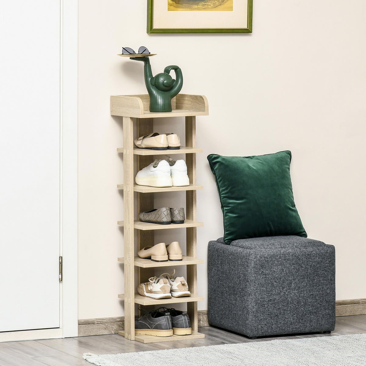 SCHUHREGAL,HOLZ Ablagefach für 6 Paar 32x30x104cm - Beige, Holzwerkstoff (32/104/30cm) - Vallsero