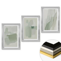 WANDBILDER 3er Set - 20x30 cm Silberner Rahmen - Abstrakte Aquarellmuster - Silberfarben, Kunststoff (20/30cm) - ArtPrintCave