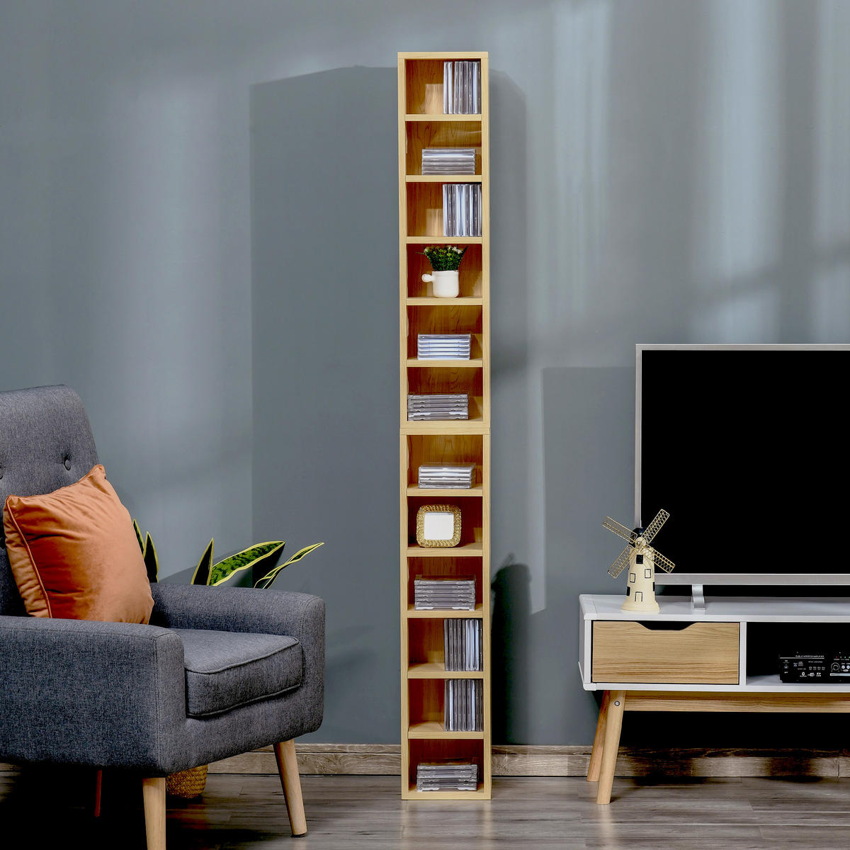 AKTENREGAL 2er-Set DE-14388 12 Fächer für 160 CDs Buche - Beige, Holzwerkstoff (19/88/21cm) - ComfortXL