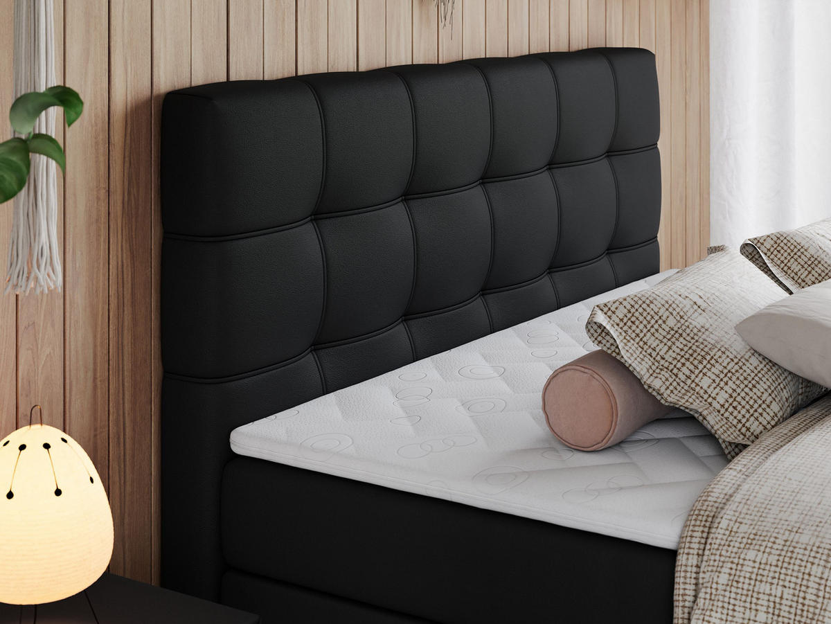 BOXSPRINGBETT ERNI KING 180/200 Schwarz Kunstleder - H3 - Schwarz, Holz/Textil (180/200cm) - MKS