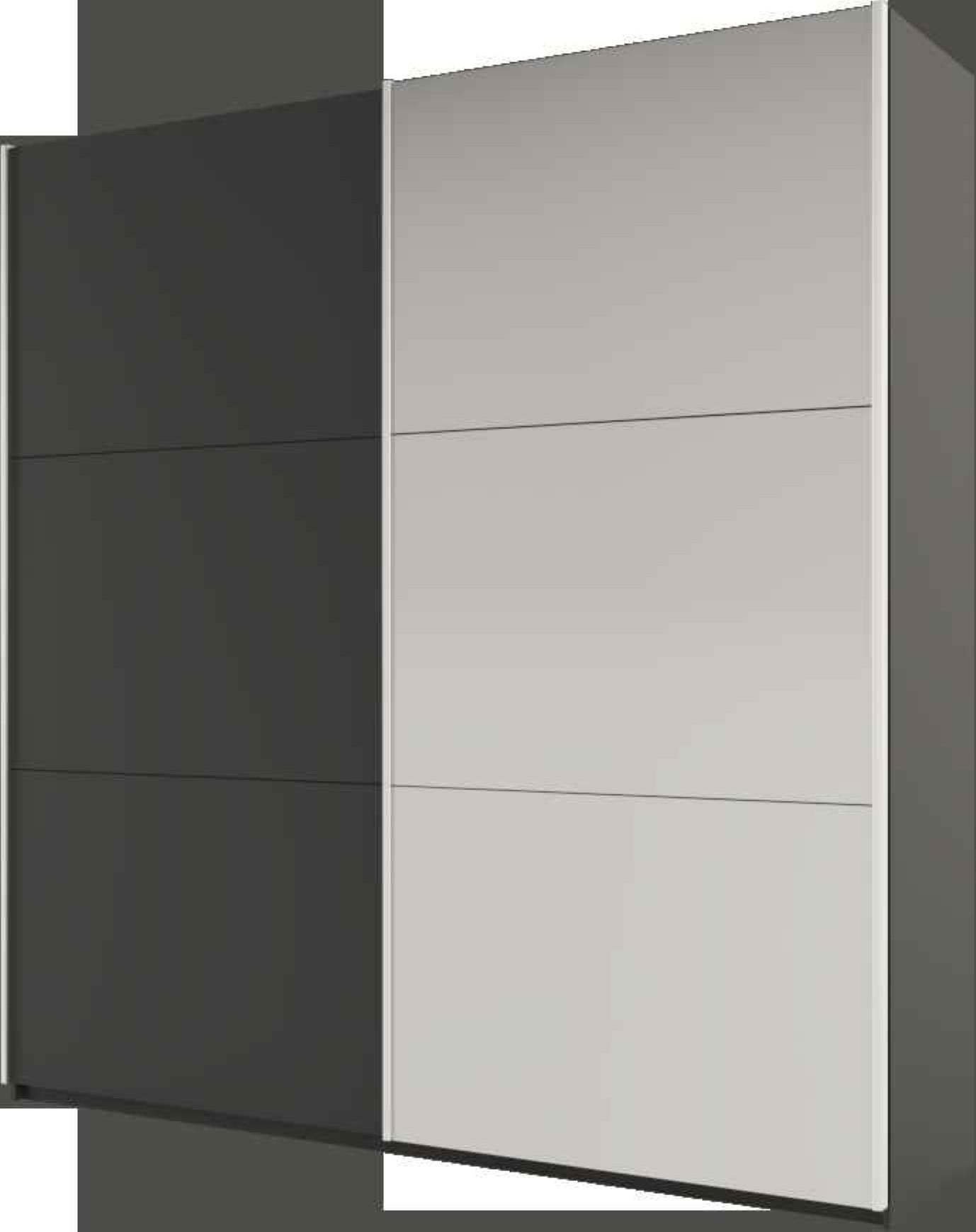 SCHWEBETÜRENSCHRANK ORIANNA 225/244/65 cm 2-türig mit Spiegel Graphitfarben - Graphitfarben, Holzwerkstoff (225/244/65cm) - MASSENO