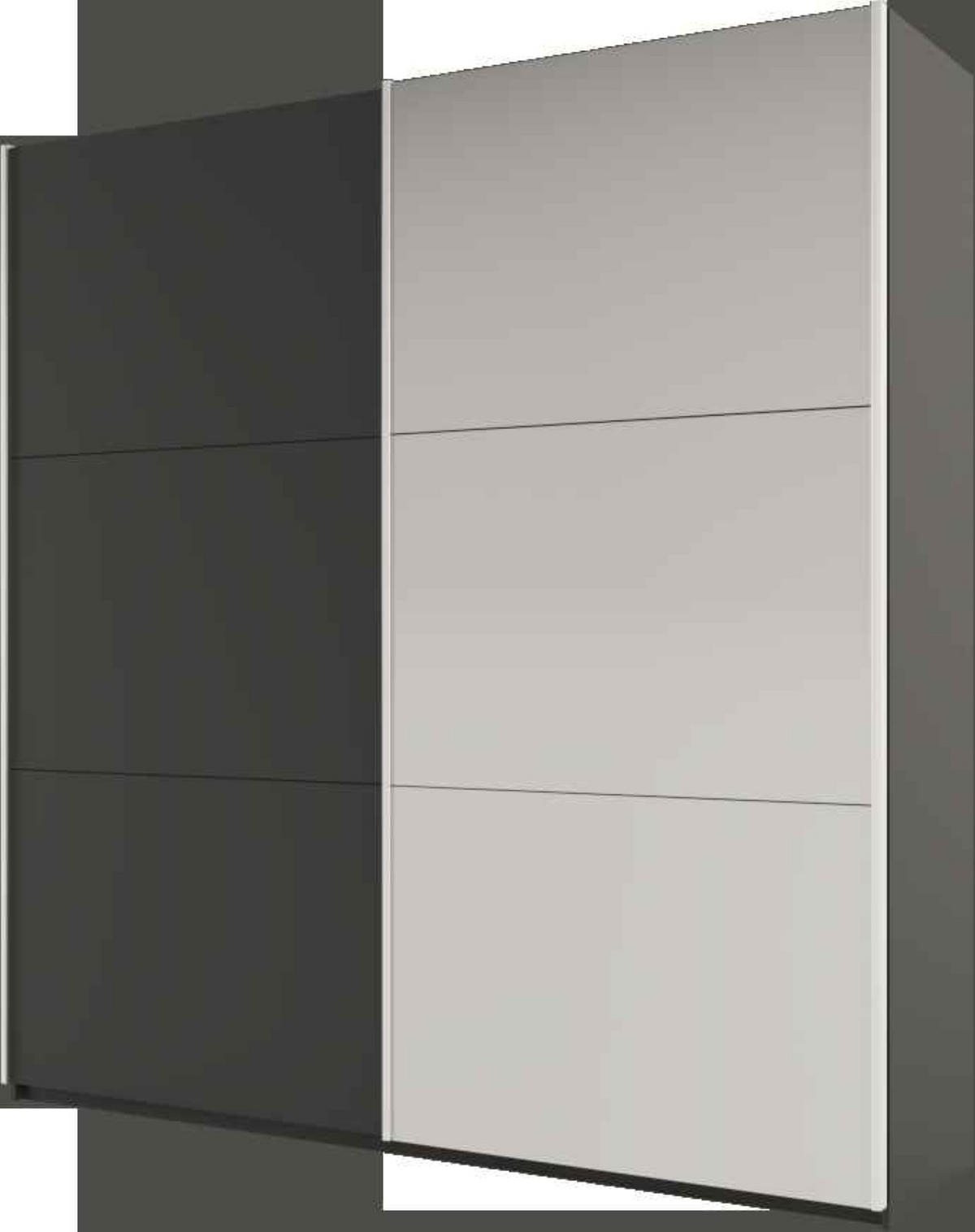 SCHWEBETÜRENSCHRANK ORIANNA 225/244/65 cm 2-türig mit Spiegel Graphitfarben - Graphitfarben, Holzwerkstoff (225/244/65cm) - MASSENO