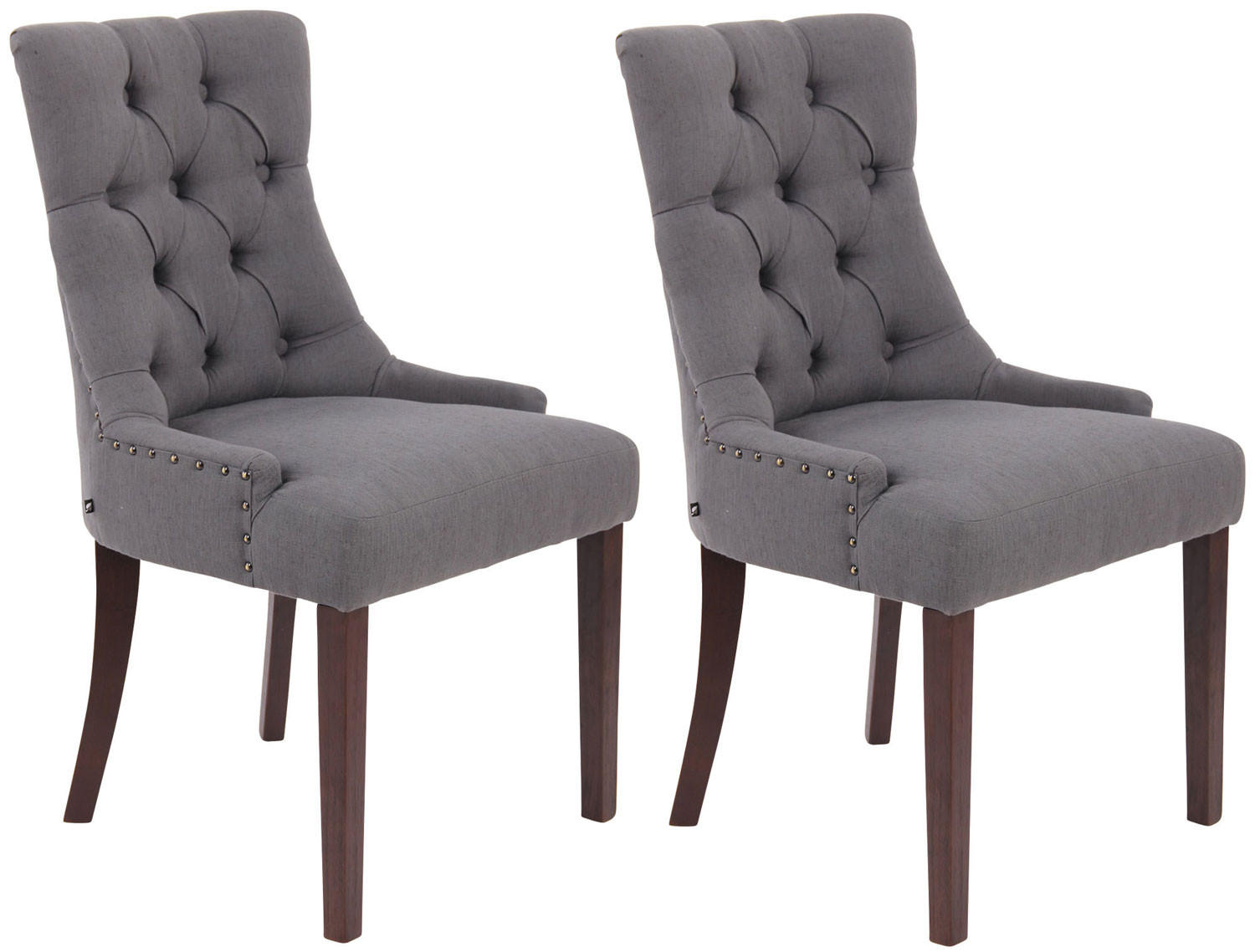 ESSZIMMERSTUHL Aboli, 2er Set Stoff, antik Dunkelgrau - Dunkelgrau/Dunkelbraun, Holz/Textil (55/92/58cm) - TPFLiving