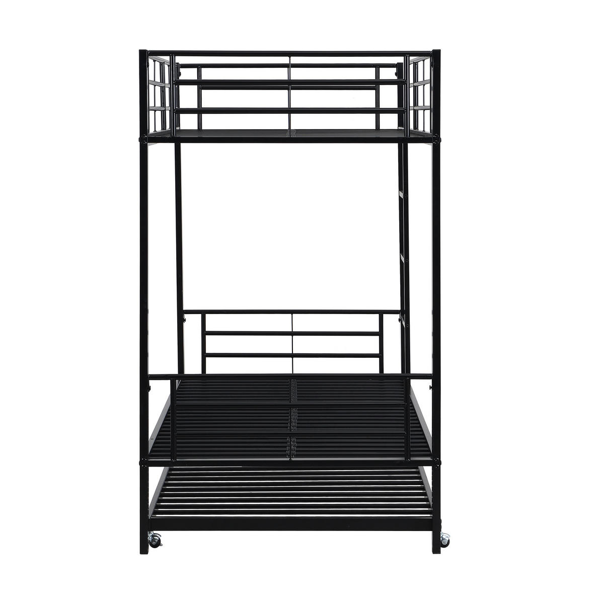 ETAGENBETT aus Metall 90x200 cm in Schwarz mit Ausziehbett - Schwarz, Metall (90/190cm) - Modfu
