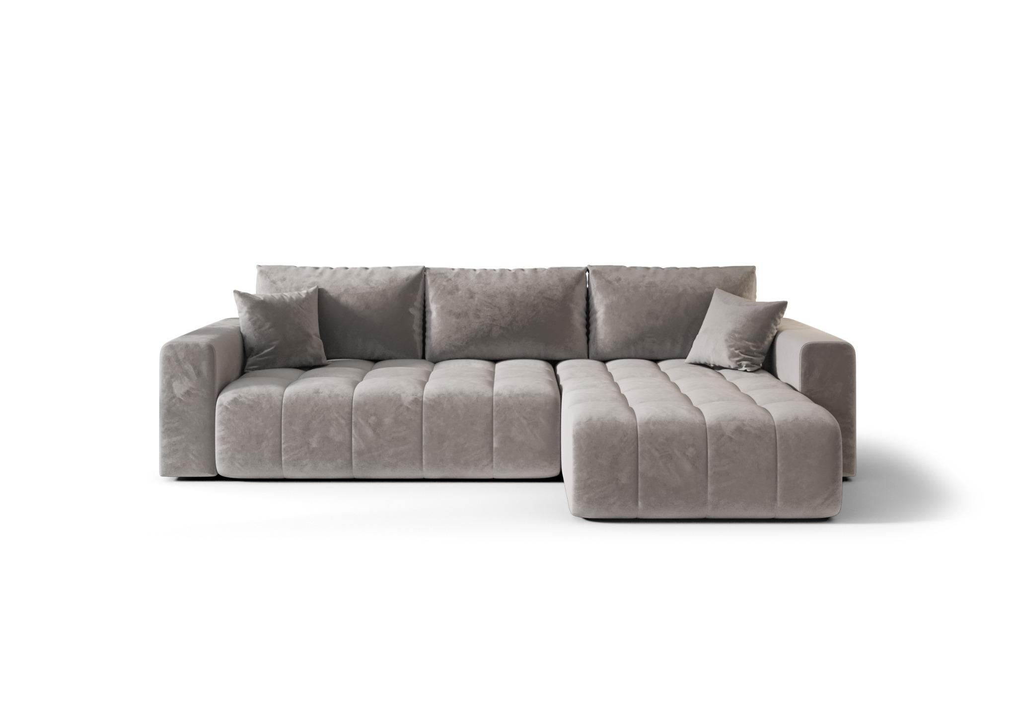 ECKSOFA mit Schlaffunktion MILO R Monolith 84 Rechts - Grau, Textil (280/175cm) - Bedante