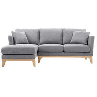 ECKSOFA Skandinavisch Links Hellgrau Abziehbarer Stoff OSLO - Hellgrau, Textil (130/192cm) - Miliboo
