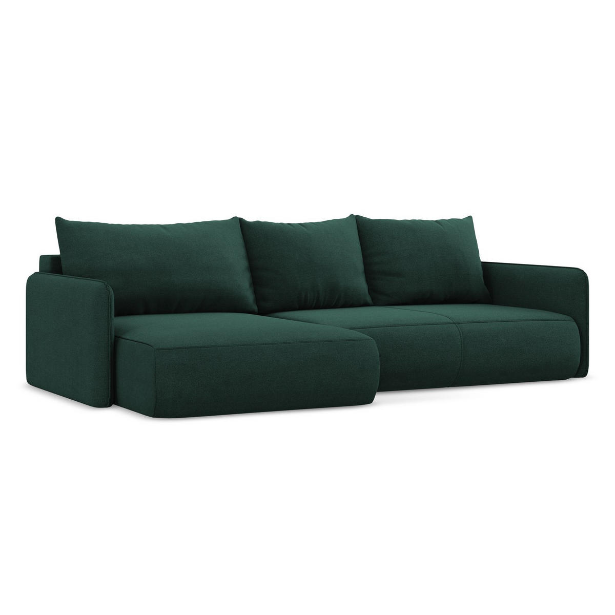 ECKSOFA mit Schlaffunktion Strukturstoff Stoff Grün - Dunkelgrün/Schwarz, Kunststoff/Textil (148/240cm) - LaMiaSofa