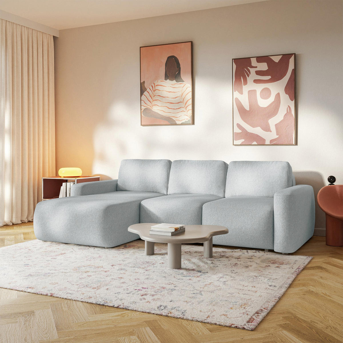 ECKSOFA Carnos Mini Grau Chenille - Schwarz/Grau, Kunststoff/Textil (238/164cm) - Selsey