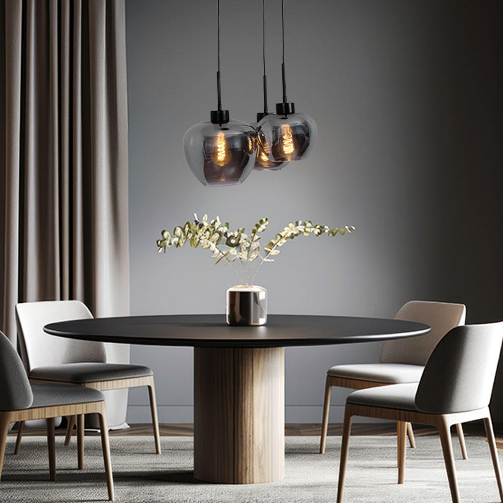 GLOBO Deckenleuchte Schwarz Matt Mit Holzbalken, 90 X 50 X 100 Cm – Verstellbar, 4x E27 Fassungen