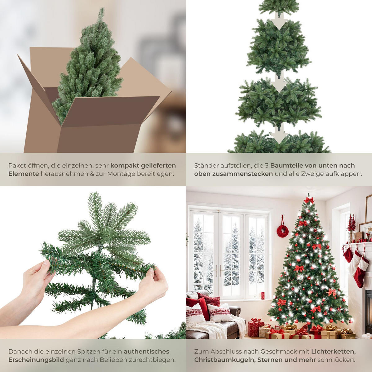WEIHNACHTSBAUM Prancer, pulverbeschichteter Metallständer mit Kunststoffkappen, grün - Grün, Kunststoff (230cm) - tectake