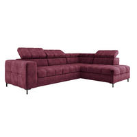 ECKSOFA PABLO CLOUD L‑förmig mit Bett, Bettkasten, verstellbaren Kopfstützen, weichen Metallfüßen, freistehend, LINKS, 201x270x97 cm Bordeaux - Bordeaux, Holz/Textil (201/270cm) - DomoHome