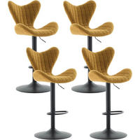 BARHOCKER 4er Set Höhenverstellbar Drehbar Gelb Chenille - Gelb, Textil (51/95/54cm)