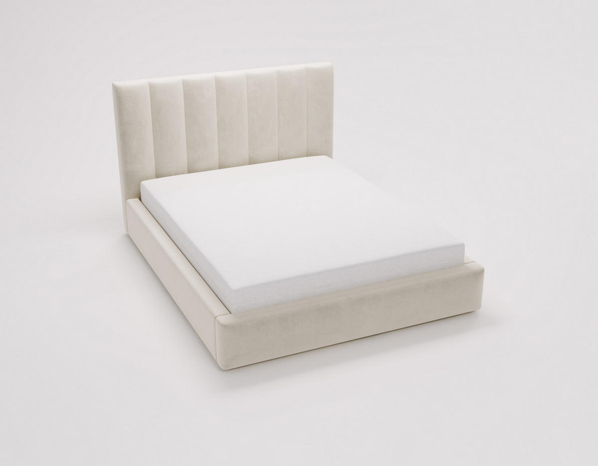 POLSTERBETT 140x200 cm Velor, Lattenrost, Bettkasten, Beige - Beige, Holz/Textil (140/200cm) - Emporius